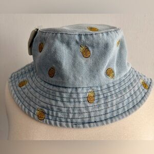 New Boutique Denim Embroidered Pineapple Bucket Hat O/S 🍍 Do Everything in Love